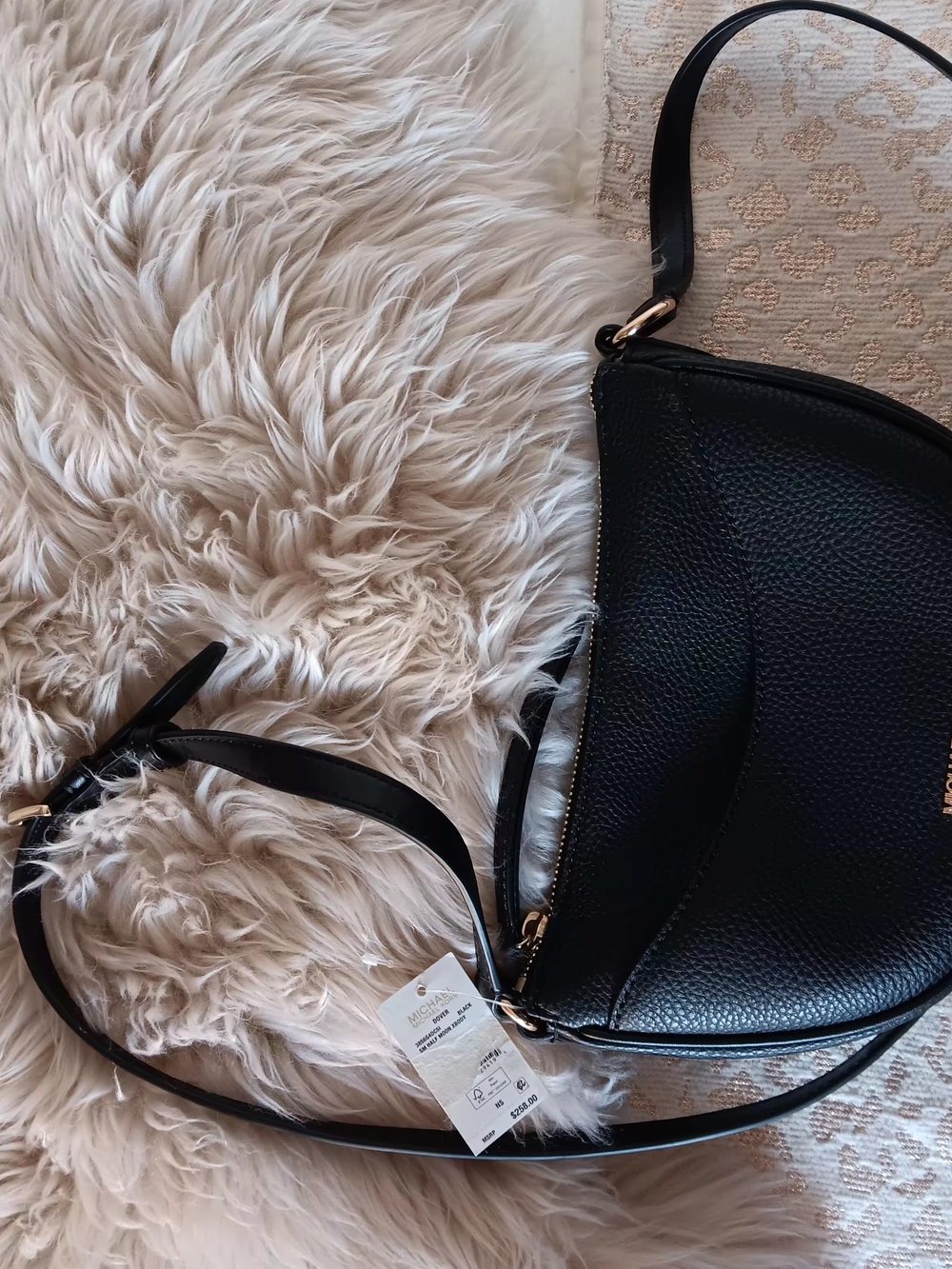 Michael Kors Black Leather Crescent Crossbody Bag - Picture 7 of 9